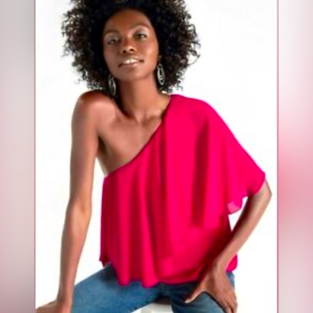 Lucky Brand Fuschia One Shoulder Top